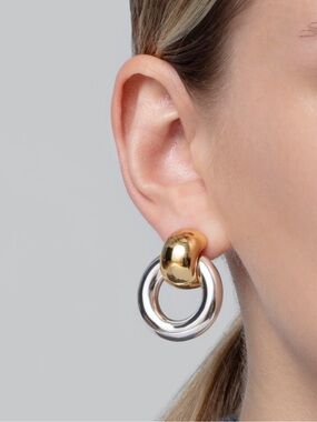 Jenny bird Faye knocker earring in two tone gold and silver